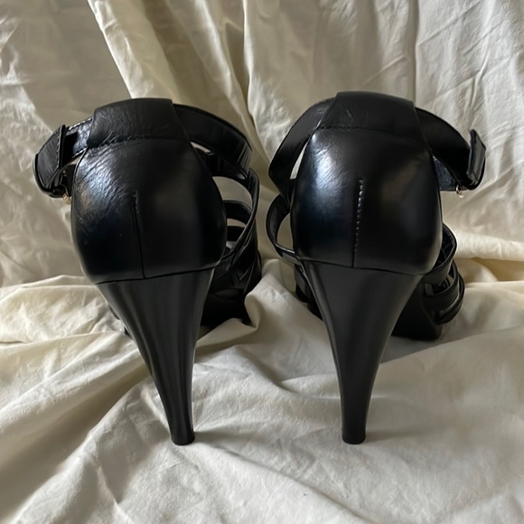 FRANCO FORTINI BLACK LEATHER HEELED SANDALS SIZE 8 - Picture 5 of 10